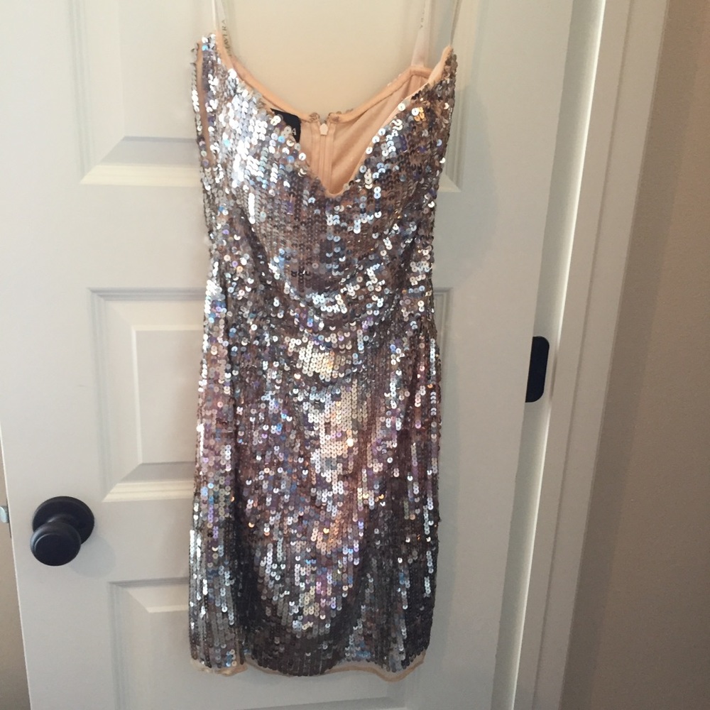 Strapless Primavera sequin cocktail dress
